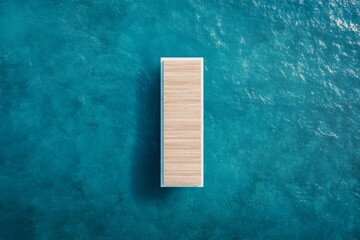 Poster - Aerial Aesthetic Modern Cargo Vessel Amidst Vast Blue Ocean - Streamlined Global Trade Iconography and Maritime Logistics for Business Innovation