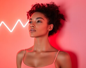 Aufkleber - Energetic Minimalism in Fitness Mixed-Race Woman in Tech-Integrated HIIT Studio - Dynamic Performance Metrics for Modern Health and Wellness Applications