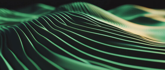 Fototapete - Waving green grass textures with dynamic lines and gentle breeze under bright light