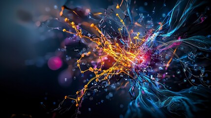 Poster - Upward growing digital process visualization abstract environment graphic art energetic colors futuristic concept