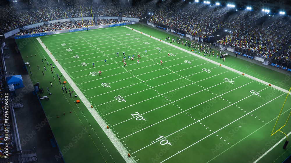 Aerial Photo of Two Diverse Athletic Teams Fight for Positions at the ...