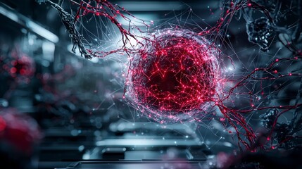 Poster - Advanced ai-powered process visualization with glowing elements futuristic lab digital art sci-fi environment macro view