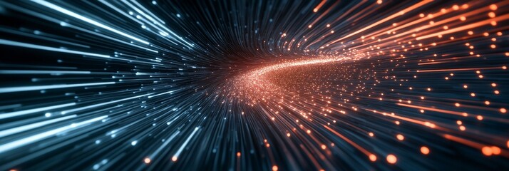 Poster - Dynamic Digital Artistry High-Resolution Abstract Display of Cosmic Rays and Particle Simulation - Immersive Visuals for Tech and Digital Experience Design in Modern Marketing
