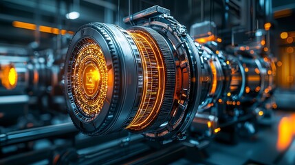 Aufkleber - Advanced data systems visualization industrial facility digital art futuristic environment close-up viewpoint