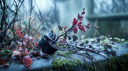 Poster - Reviving abandoned locations nature's beauty captured in artistic photography of wet environments and digital transformation