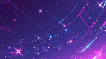 Wall Mural - A vibrant cosmic background featuring stars and colorful light trails.