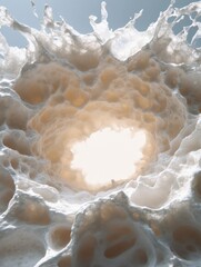 Aufkleber - Elegant Astro Visualization Intricate Foam Sculpture Capturing Solar Dynamics and Turbulence - Innovative Art for Tech Marketing and Scientific Education
