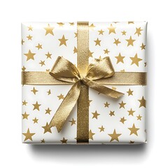 Wall Mural - Gold Star Gift Box with Golden Ribbon Bow.