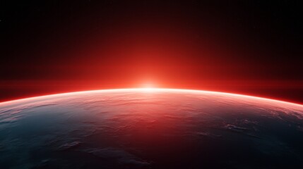 Leinwandbilder - Futuristic Satellite Network Visualization Global Digital Connectivity and Data Exchange on Dramatic Red Horizon for Tech Innovation