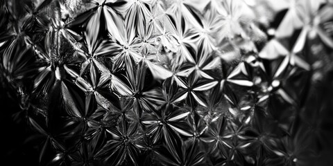 Wall Mural - A close up of a glass with a pattern of stars. The image is black and white and has a moody, mysterious feel to it