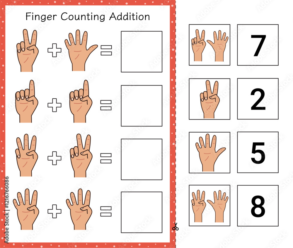 Finger counting addition worksheet for kids. Easy math activity page 1 ...