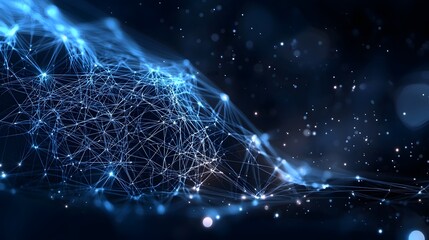 Leinwandbilder - Glowing electric blue neural network showcasing the complex connections and pathways of an intricate technological web  Abstract digital visualization of a futuristic intelligent