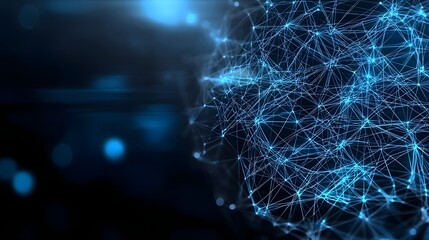 Poster - Digital Representation of Intelligence Technology with Abstract Network of Glowing Blue Lines and Dots Symbolizing Data Processing Background Innovative Concept