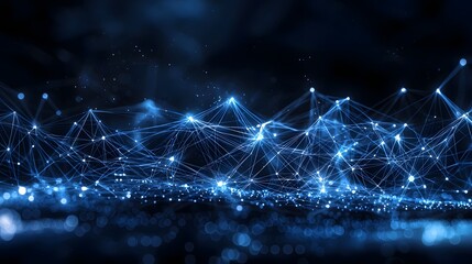 Poster - Glowing Blue Abstract Network Design Visualizing Intelligence Processing in a Futuristic Cyber Technology Background