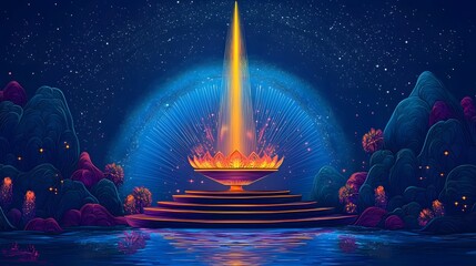 Leinwandbilder - Captivating visualization depicting a futuristic business strategy plan incorporating a cosmic landscape with a radiant glowing podium or stage symbolizing the potential for growth innovation