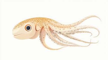 Wall Mural - Cute cartoon illustration of an orange octopus isolated on white background.