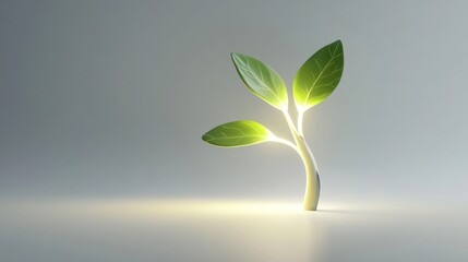 glowing sprout, growth, light background, new life, eco concept
