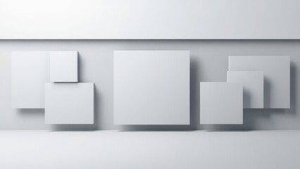 Wall Mural - a close up of a white wall with square shapes on it,