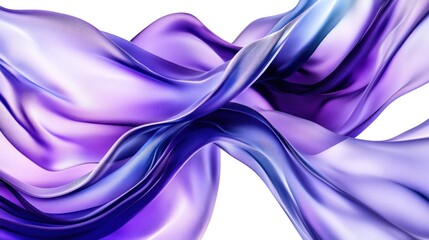 Wall Mural - Abstract Purple Blue Fabric Flowing Swirls White Background Design