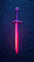 Wall Mural - A stylized sword with a glowing pink blade against a dark, textured background, showcasing a modern, artistic design.