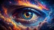 © Man888 - Alien Cosmic Gaze: Double Exposure of Extraterrestrial and Nebula