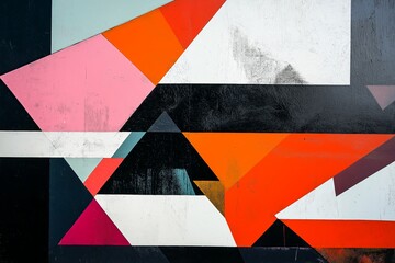 Wall Mural - A composition featuring sharp angles, overlapping shapes, and contrasting colors.