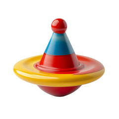 Classic toy top spinning isolated on transparent white background