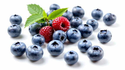 Wall Mural - Fresh Juicy Blueberries isolated on white