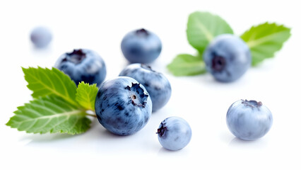 Wall Mural - Fresh Juicy Blueberries isolated on white