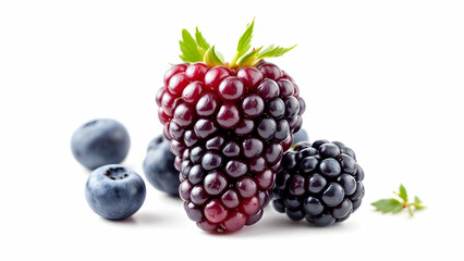 Wall Mural - Fresh Juicy Blackberries isolated on white