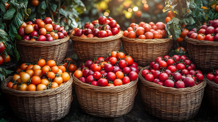 Sticker - Abundant Harvest of Colorful Cherry Tomatoes in Rustic Baskets