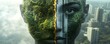 © Aryan - Two halves of a face depicting a thriving forest and a concrete jungle