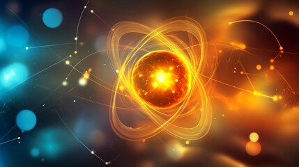 Wall Mural - abstract blur background representing nucleus, atoms, and molecules in light, symbolizing the fundam