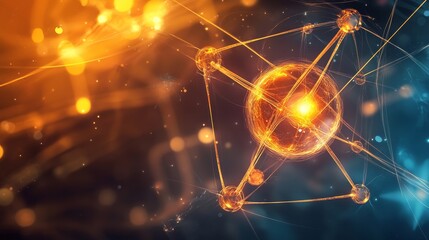 Wall Mural - abstract blur background representing nucleus, atoms, and molecules in light, symbolizing the fundam
