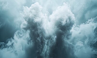 Abstract poster with a grey background featuring dynamic waves and a technology network illustration