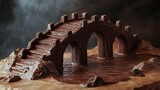 A chocolate bridge with arches and edible support beams