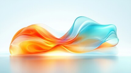 Wall Mural - Abstract Flowing Colorful Waves in Blue and Orange Tones
