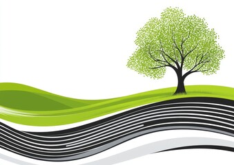 Green Tree background with a modern layered illustration