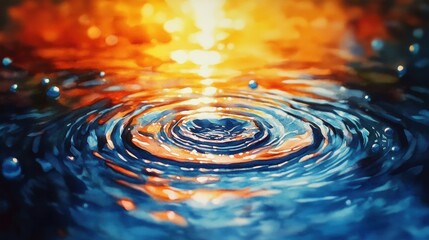 Wall Mural - Captivating Water Ripple Patterns with Vibrant Sunlit Reflections