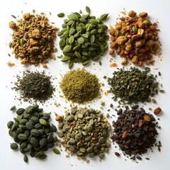 Wall Mural - herbal teas arranged by colorful