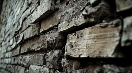 Sticker - A close-up view of a brick wall adjacent to a building