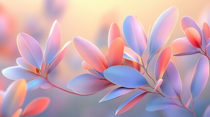 Wall Mural - Softly Blurred Colorful Leaves in Pastel Tones with Gentle Lighting