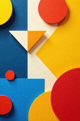 Wall Mural - Abstract Colorful Geometric Shapes Composition Featuring Circles and Triangles on a Multicolored Background