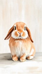 Adorable orange lop-eared rabbit sitting. (2)