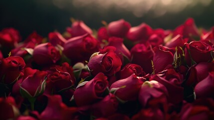 Sticker - A cluster of vibrant red roses in focus