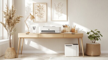 Wall Mural - Minimalist and Stylish Home Office Workspace with Laptop and Accessories