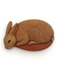 Canvas Print - Carved wooden rabbit figurine resting on a base.