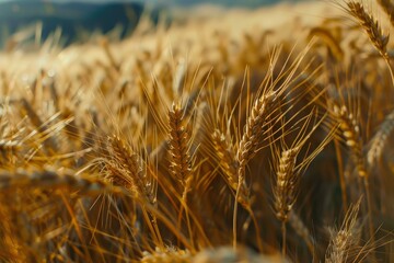 Wall Mural - Golden wheat growing in a field under the summer sun