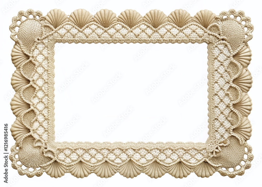 Elegant Rectangle Scallop Lace Photo Frame, Empty Template, High ...
