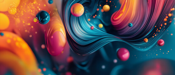 Wall Mural - abstract composition with vibrant colors and dynamic shapes, representing energy and activity -